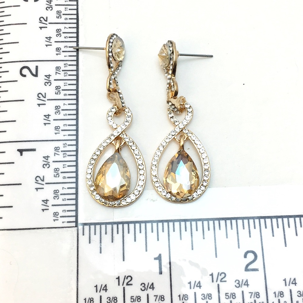 Champagne Crystal Earrings - Picture 4 of 4